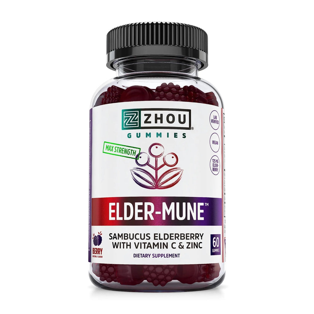 Zhou Nutrition Elder-Mune Sambucus Elderberry Gummies with Zinc and Vitamin C & vH - TrustMedUSA
