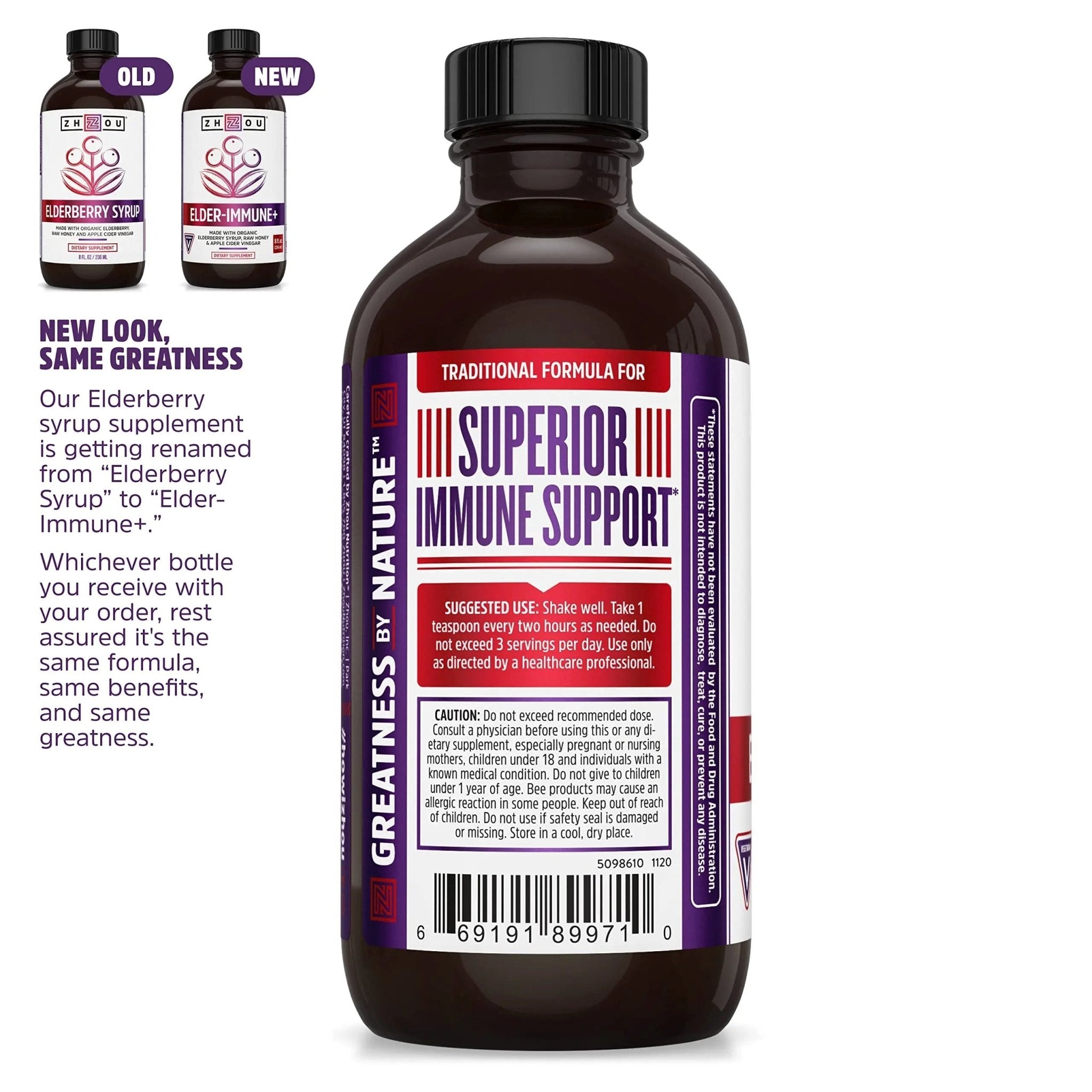 Zhou Nutrition Elderberry Syrup, Immune System Booster with Organic Elderberry Syrup - TrustMedUSA