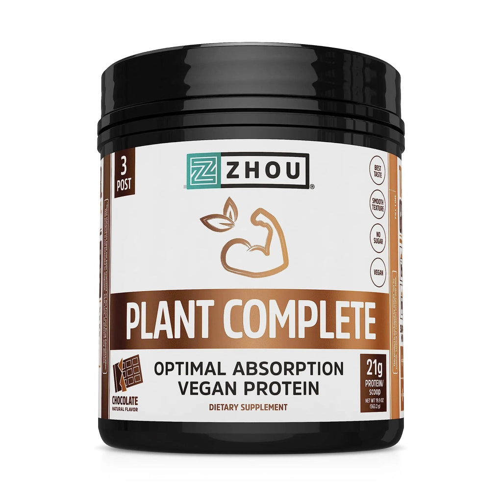 Zhou Nutrition Plant Based Vegan Protein Powder, Best Absorption Digest Score, Complete - TrustMedUSA