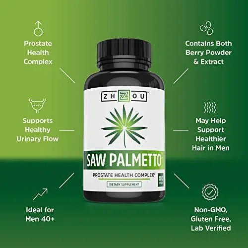 Zhou Nutrition Saw Palmetto Extract 500 mg, Prostate Health, Urinary Tract Support, DHT - TrustMedUSA