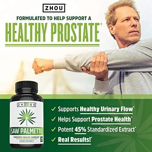 Zhou Nutrition Saw Palmetto Extract 500 mg, Prostate Health, Urinary Tract Support, DHT - TrustMedUSA