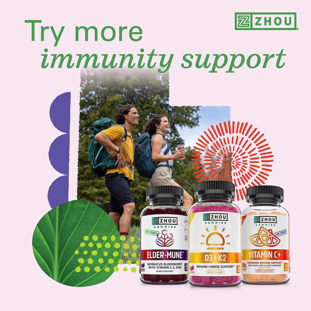 Zhou Nutrition Vitamin D3 K2, Bone and Heart Health Formula 5000 IU Vitamin D3 & 90 mcg - TrustMedUSA