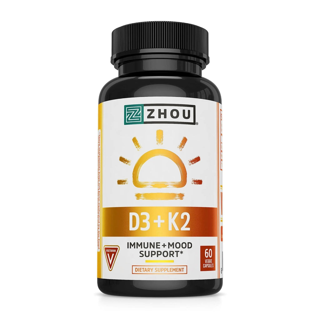 Zhou Nutrition Vitamin D3 K2, Bone and Heart Health Formula 5000 IU Vitamin D3 & 90 mcg - TrustMedUSA