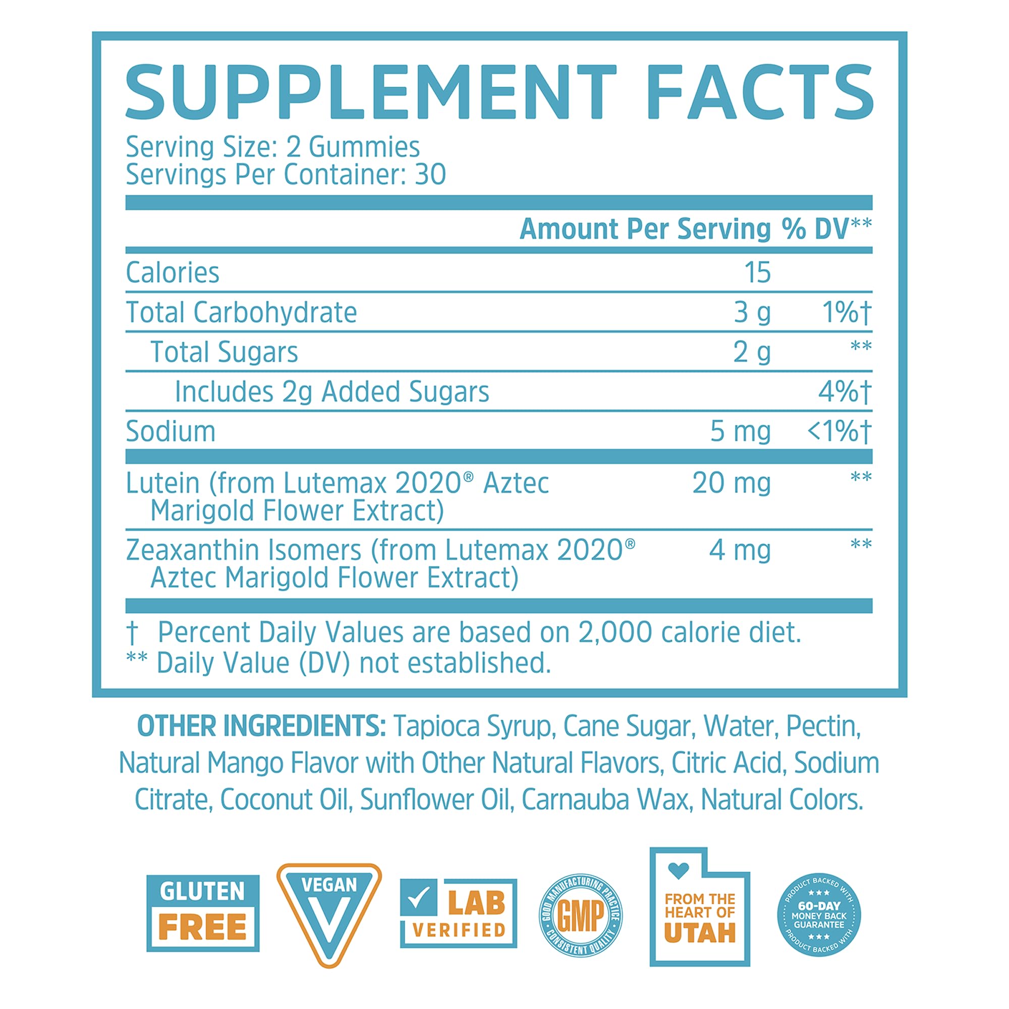 Zhou Screen Eyes Gummies - Lutein Gummies for Eye Health, Lutein and Zeaxanthin for Adults & Kids, Supports Eyesight, Blue Light Vision Health Formula - 60 Count - TrustMedUSA