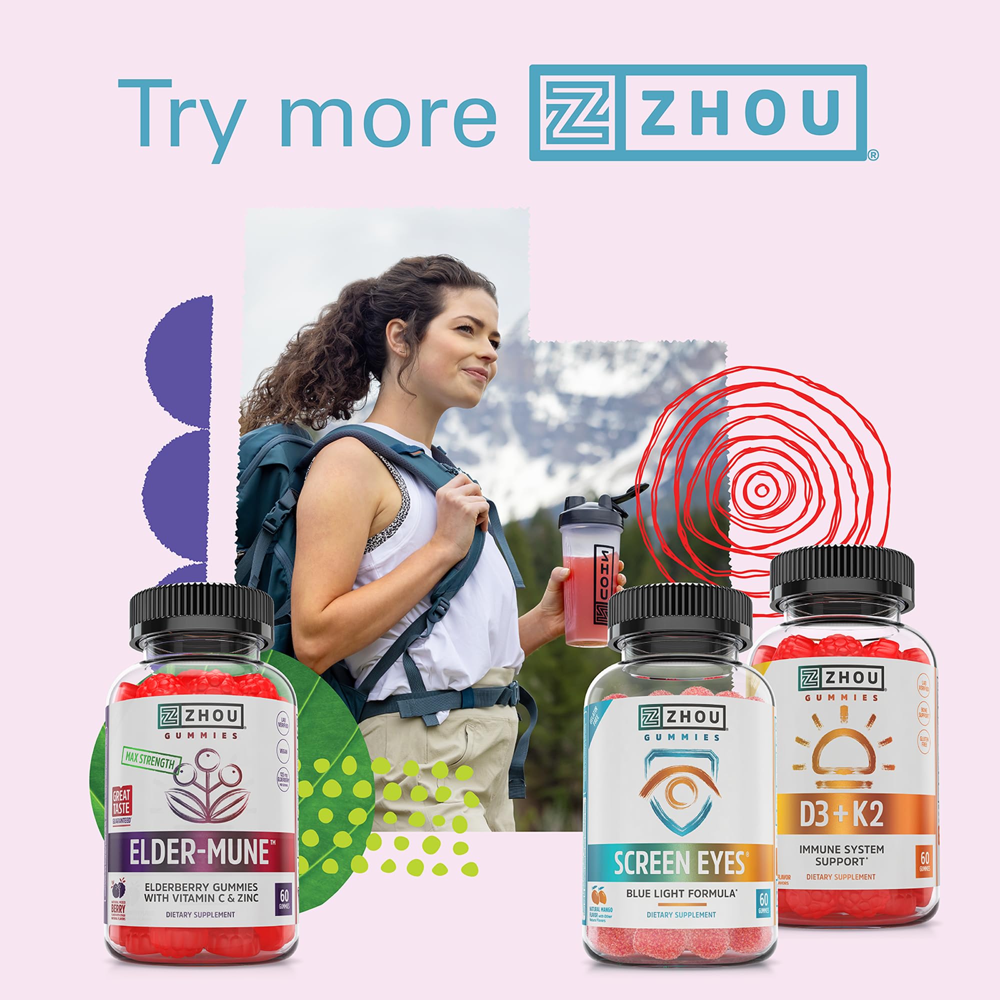 Zhou Screen Eyes Gummies - Lutein Gummies for Eye Health, Lutein and Zeaxanthin for Adults & Kids, Supports Eyesight, Blue Light Vision Health Formula - 60 Count - TrustMedUSA