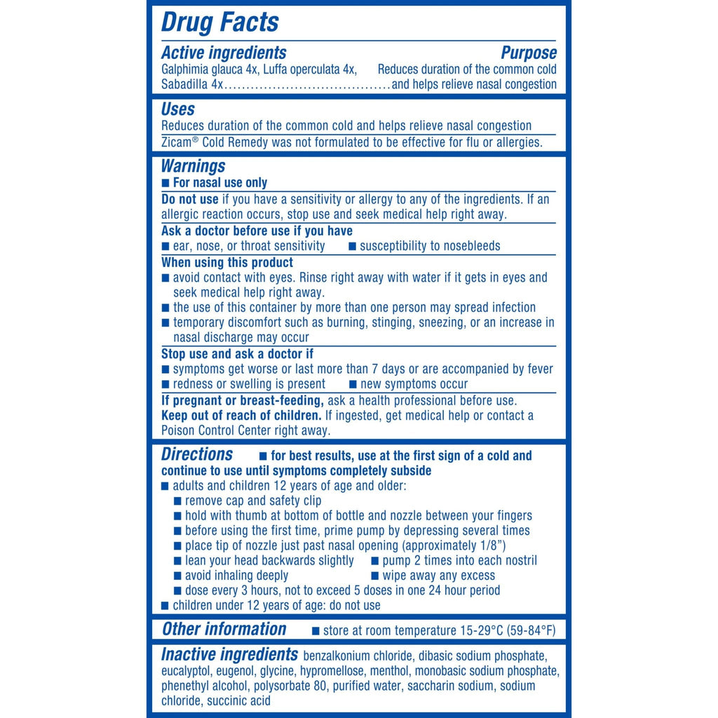 Zicam Cold Remedy No-Drip Nasal Spray with Cooling Menthol & Eucalyptus, Homeopathic, Zinc-Free, Pre-Cold Medicine, Shortens Cold Duration, 0.5 Ounce - Maple Wellness Supplements