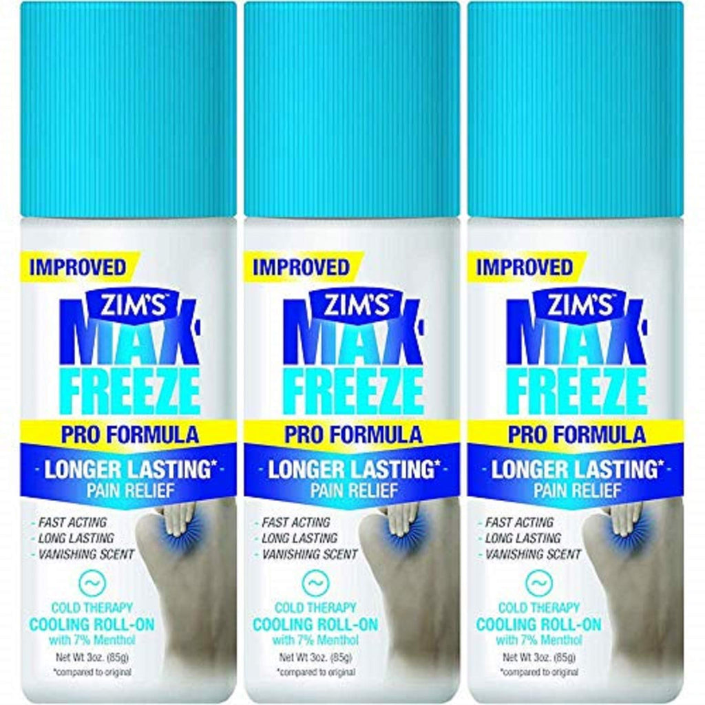Zim's Max Freeze Pro Formula Longer Lasting Pain Relief Cold Therapy Cooling Roll-On 3 Oz. (Pack of 3) - TrustMedUSA