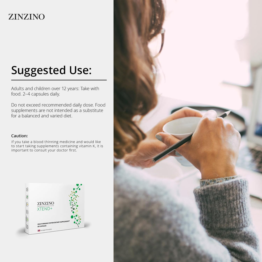 Zinzino Xtend + - Multi Immune Supplement - Essential Vitamins, Minerals & Vitamin C for Immune Support, Energy & Focus - 60 Capsules - TrustMedUSA
