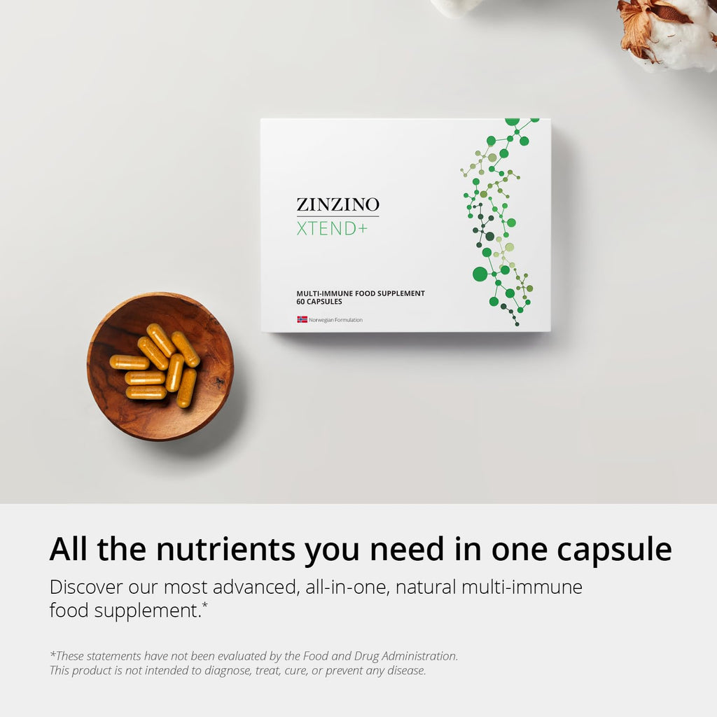 Zinzino Xtend + - Multi Immune Supplement - Essential Vitamins, Minerals & Vitamin C for Immune Support, Energy & Focus - 60 Capsules - TrustMedUSA