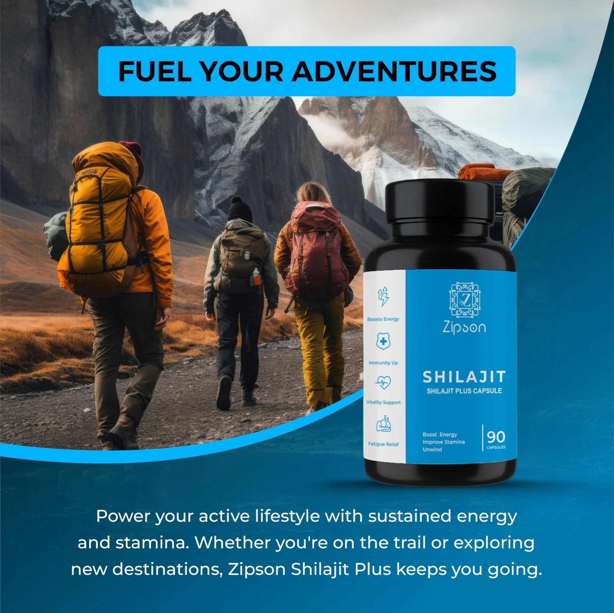 ZIPSON Shilajit for Men & Women | 90 Capsules | Himalayan Formula for Extra Power, Stamina & Immune Support | with Natural Fulvic Acid | Non-GMO | 500mg Per Serving - TrustMedUSA