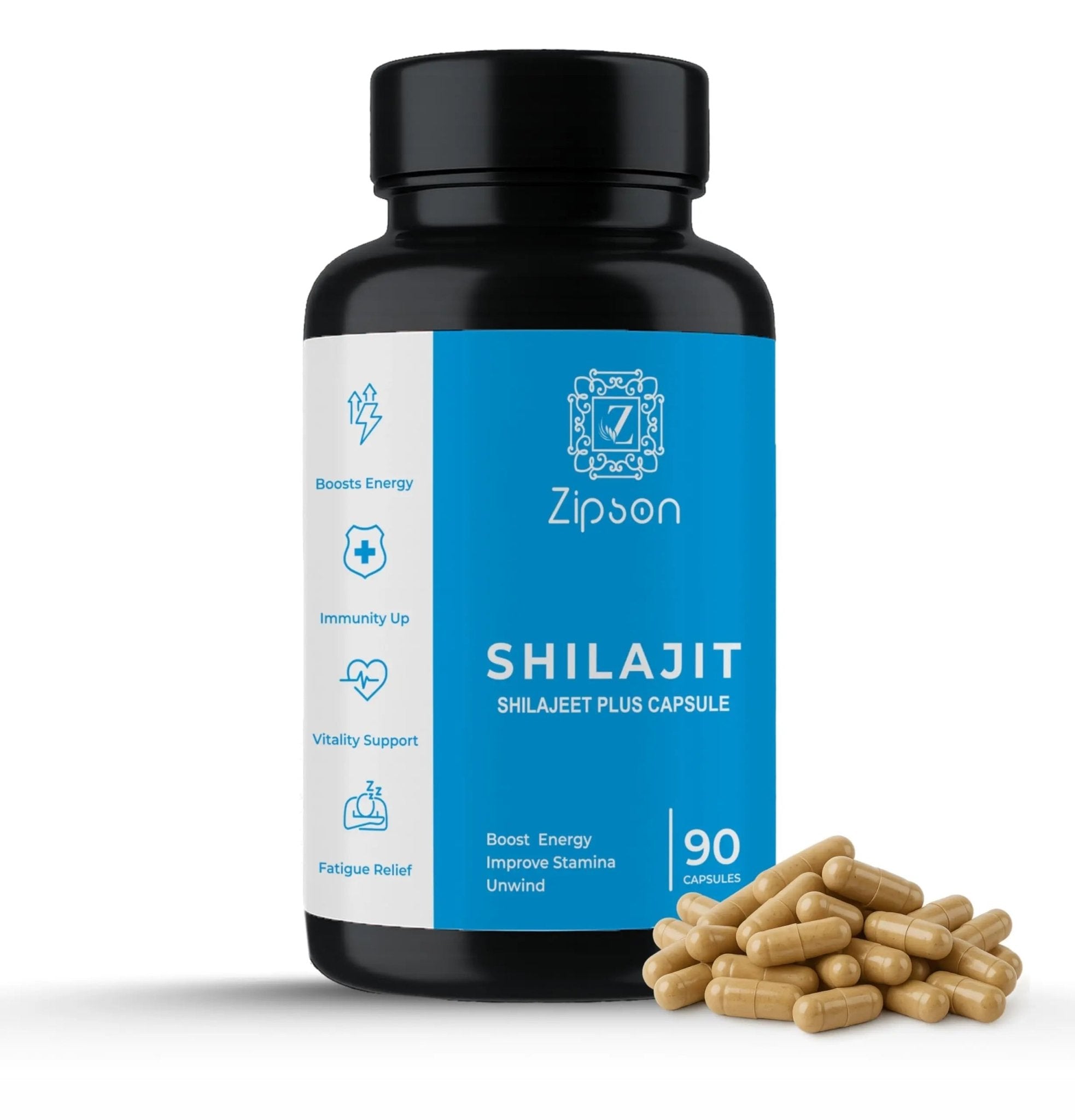 ZIPSON Shilajit for Men & Women | 90 Capsules | Himalayan Formula for Extra Power, Stamina & Immune Support | with Natural Fulvic Acid | Non-GMO | 500mg Per Serving - TrustMedUSA
