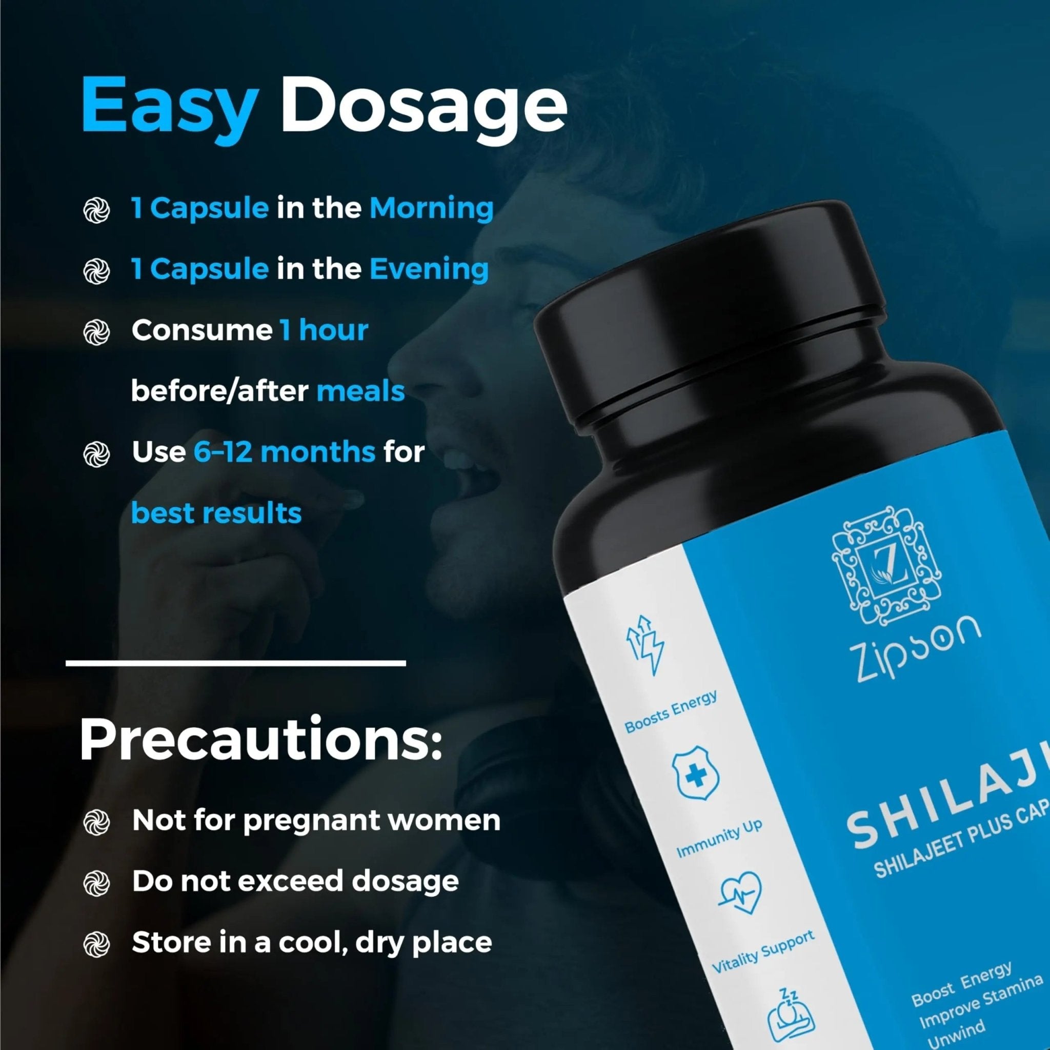 ZIPSON Shilajit for Men & Women | 90 Capsules | Himalayan Formula for Extra Power, Stamina & Immune Support | with Natural Fulvic Acid | Non-GMO | 500mg Per Serving - TrustMedUSA