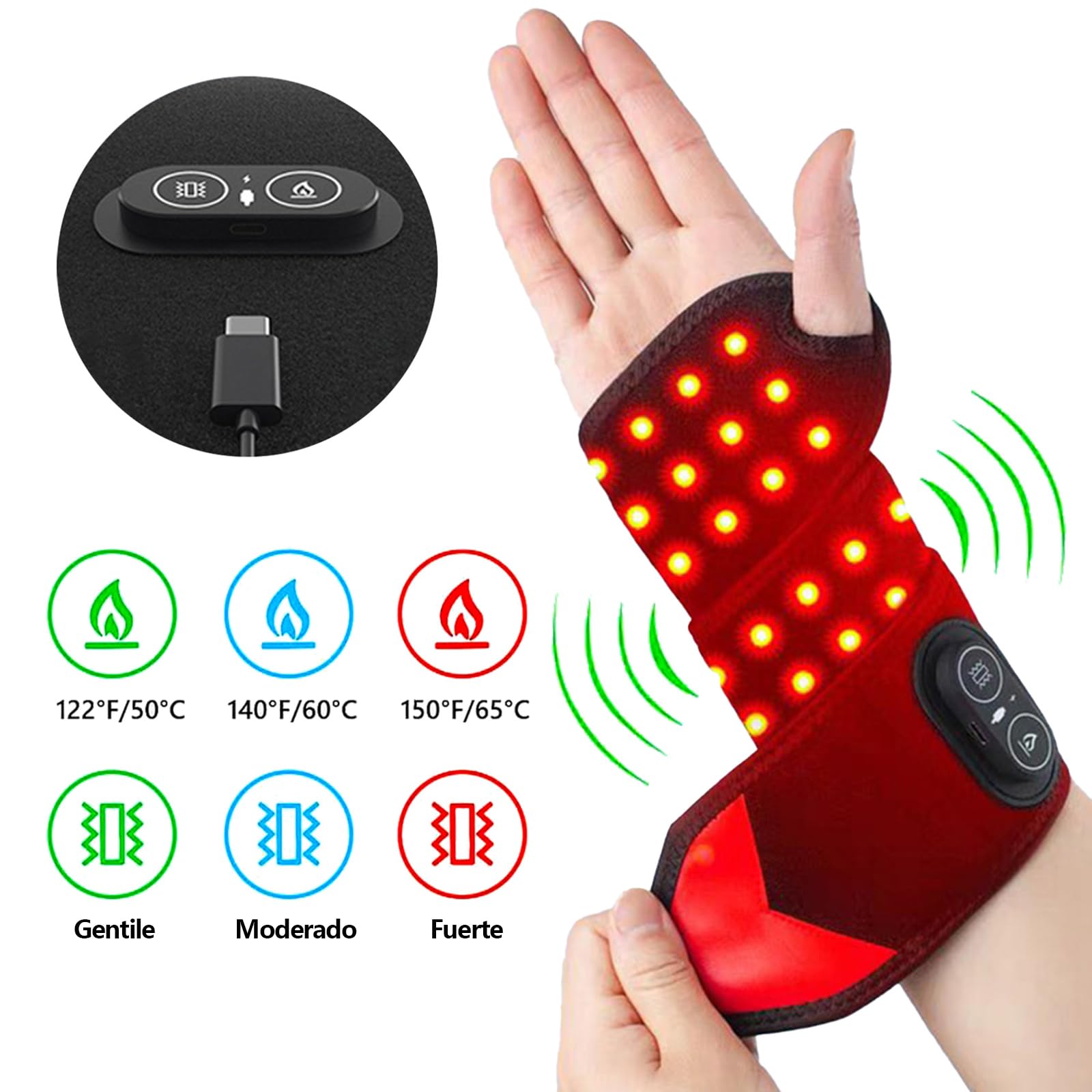 ZMHWANY Rechargeable Cordless Wrist Massager with Heat and Compression, 3000mAh Battery for Arthritis Carpal Tunnel Pain Relief, Wireless Heating Pad Ideal for Seniors - TrustMedUSA