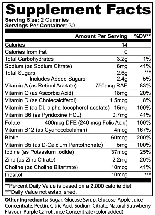 ZMZM LABS Multivitamin Gummies – Strawberry Flavor, 60 Gummies, Vegan, Gelatin-Free, Halal-Friendly Daily Vitamin Supplement - TrustMedUSA