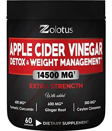 Zolotus 14x Strength Apple Cider Vinegar Capsules, Equivalent to 14500mg, with Turmeric - TrustMedUSA