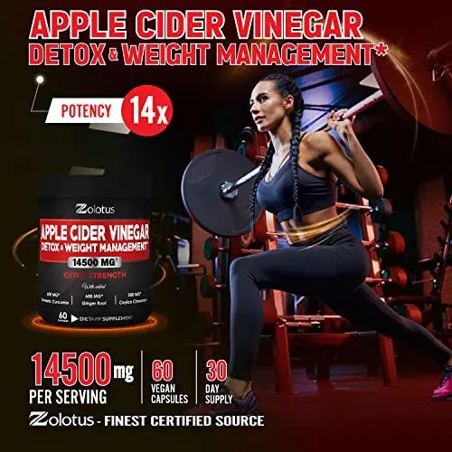 Zolotus 14x Strength Apple Cider Vinegar Capsules, Equivalent to 14500mg, with Turmeric - TrustMedUSA
