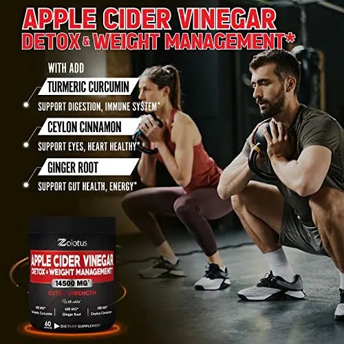 Zolotus 14x Strength Apple Cider Vinegar Capsules, Equivalent to 14500mg, with Turmeric - TrustMedUSA