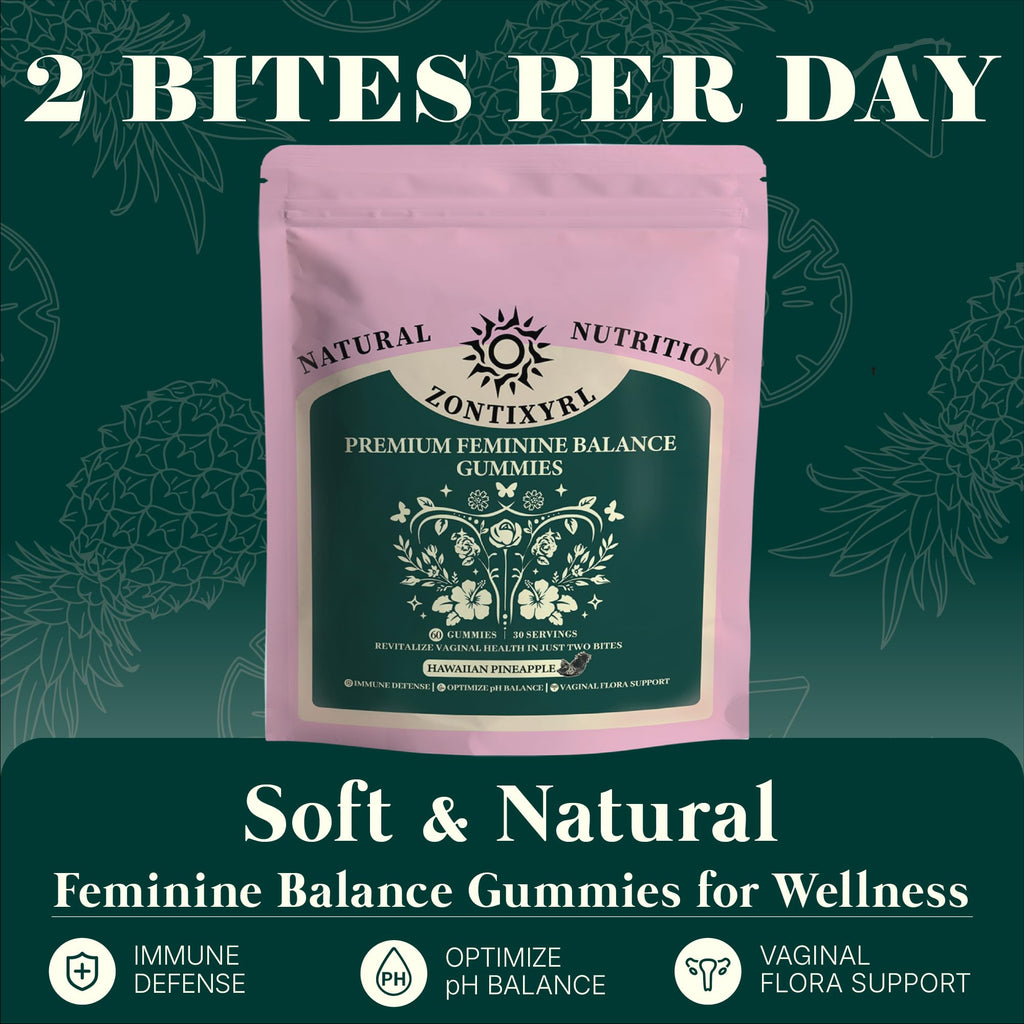Zontixyrl Premium Feminine Balance Gummies Women - Pineapple Gummies for Women pH Probiotic and Immune Support Vegan Gluten Free 60 Gummies 30 Servings - TrustMedUSA