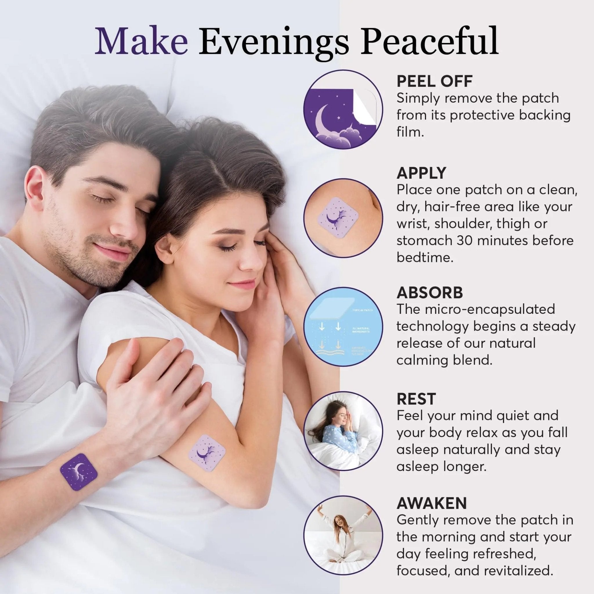 Zovira Sleep Patches for Adults, Melatonin Free with Lavender & Magnesium | Time-Release Transdermal, Aromatherapy Sleep Aid | Non-Habit Forming, Hypoallergenic, All-Night Restorative Sleep | 28 Count - TrustMedUSA