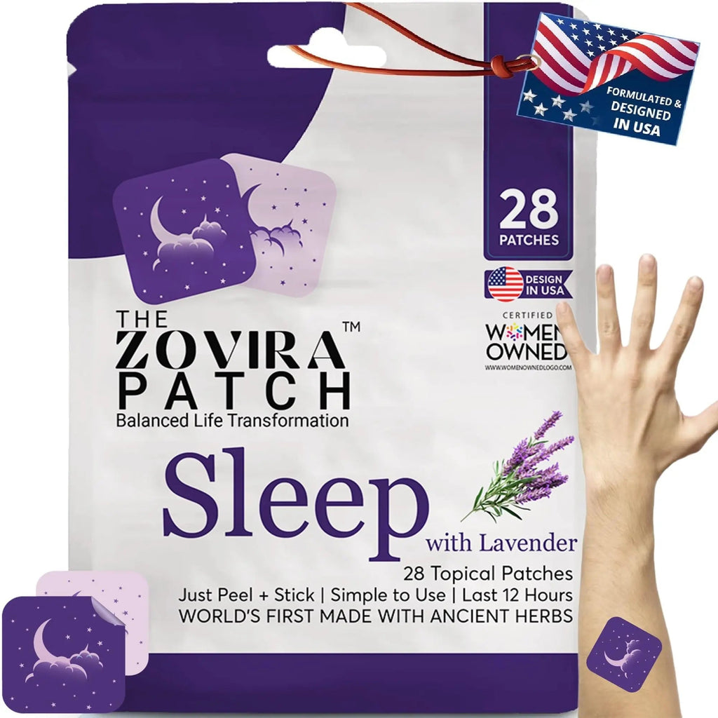 Zovira Sleep Patches for Adults, Melatonin Free with Lavender & Magnesium | Time-Release Transdermal, Aromatherapy Sleep Aid | Non-Habit Forming, Hypoallergenic, All-Night Restorative Sleep | 28 Count - TrustMedUSA