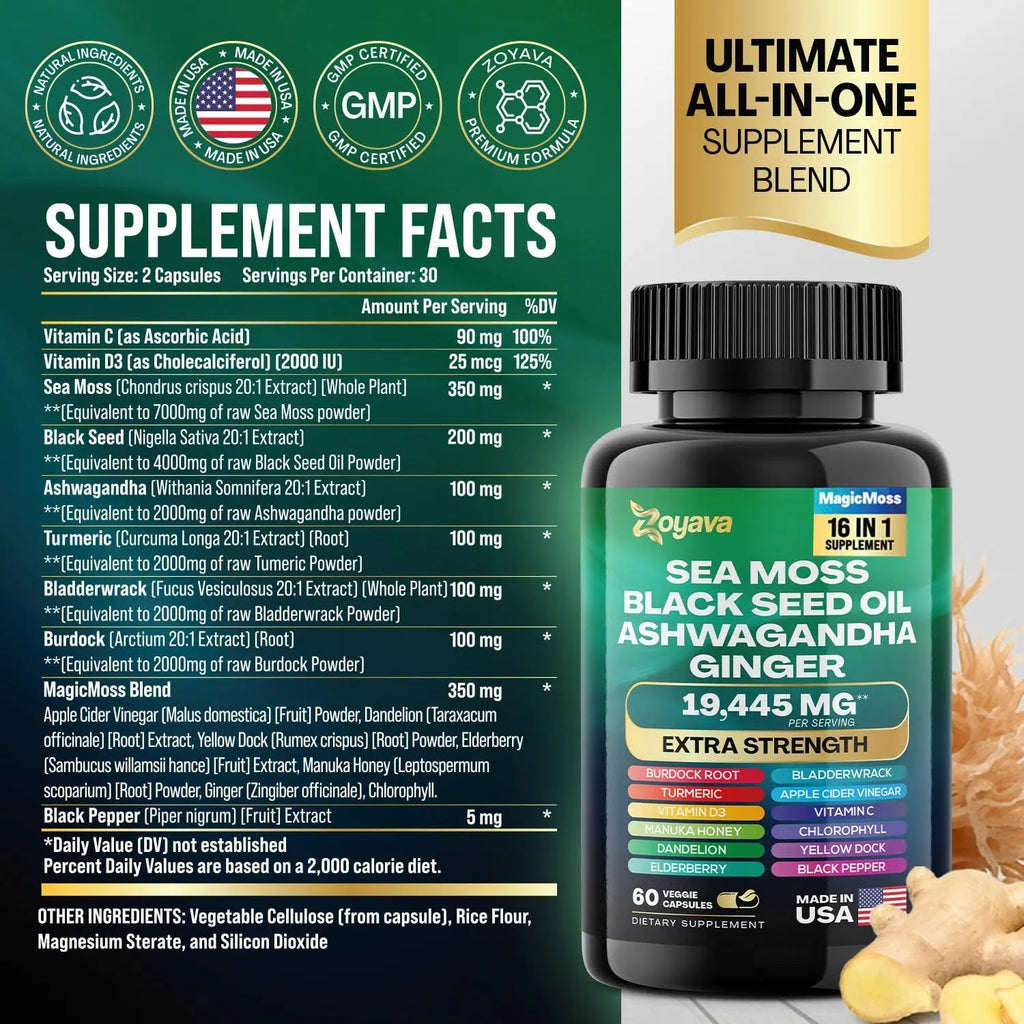 Zoyava Sea Moss 16-in-1 and Saffron 6-in-1 Bundle - TrustMedUSA