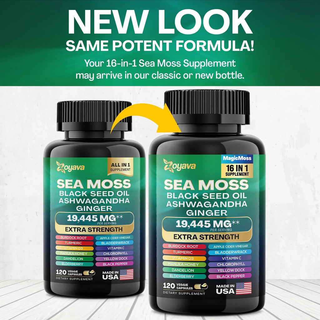 Zoyava Sea Moss 7000mg Black Seed Oil 4000mg Ashwagandha 2000mg Turmeric - TrustMedUSA