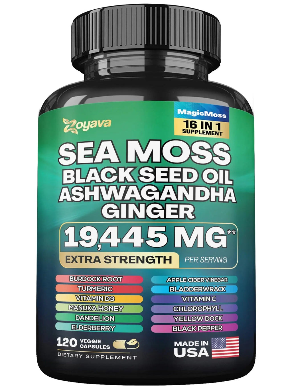 Zoyava Sea Moss 7000mg Black Seed Oil 4000mg Ashwagandha 2000mg Turmeric - TrustMedUSA
