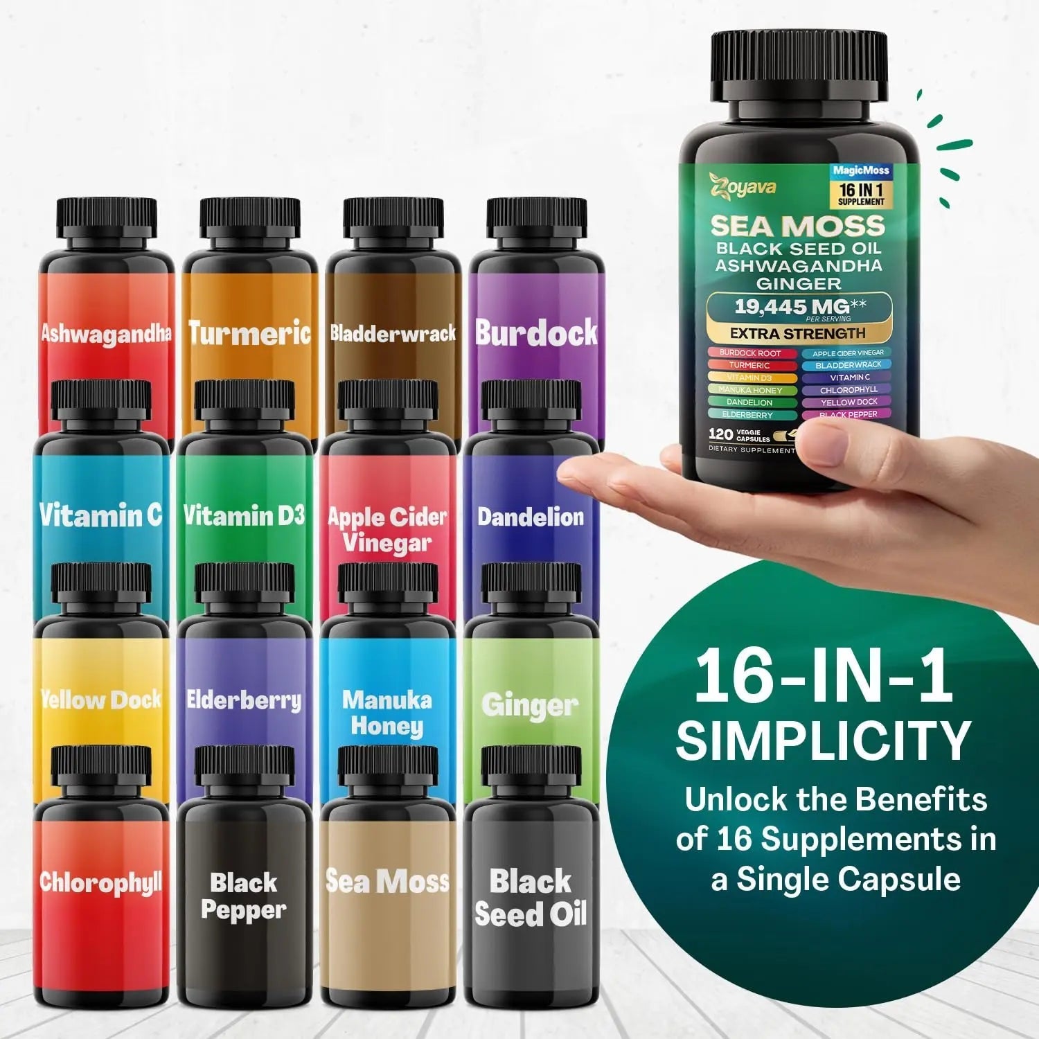 Zoyava Sea Moss 7000mg Black Seed Oil 4000mg Ashwagandha 2000mg Turmeric - TrustMedUSA