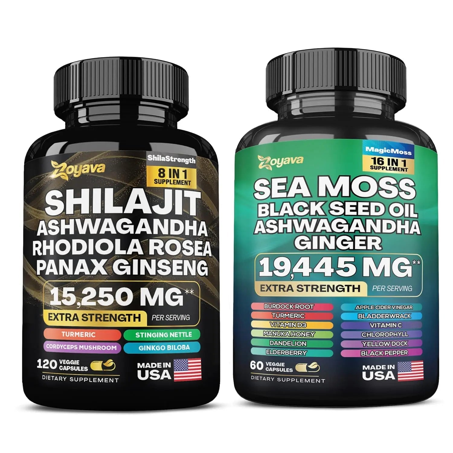 Zoyava Sea Moss Supreme16 Blend 19,445 MG and Shilajit 15,250 MG - Nature's Synergy - TrustMedUSA