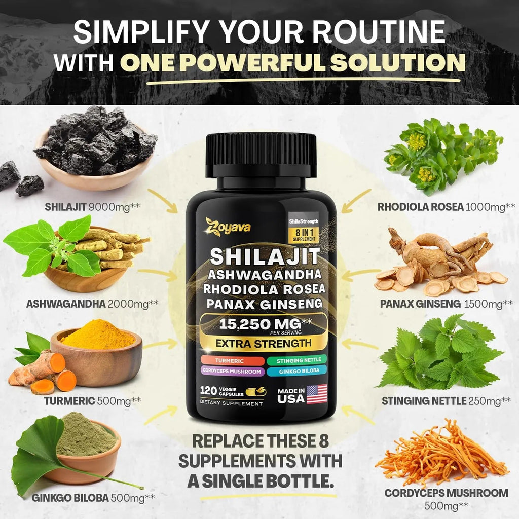 Zoyava Sea Moss Supreme16 Blend 19,445 MG and Shilajit 15,250 MG - Nature's Synergy - TrustMedUSA