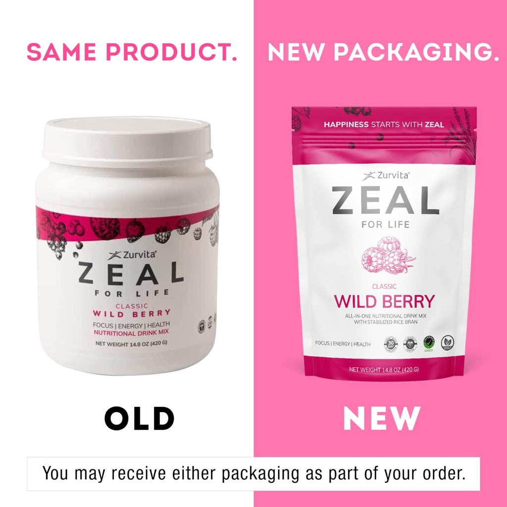 Zurvita - Zeal for Life 30-Day Wellness Bag - Wild Berry (Classic) - Nutritional Supplement for Vitality, Immunity, and Wellness - 420 Grams - TrustMedUSA