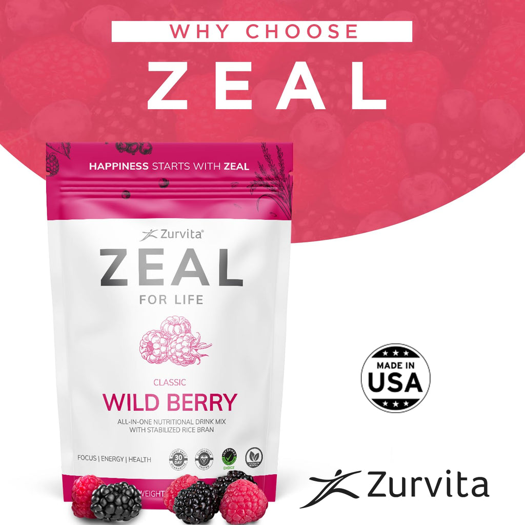 Zurvita - Zeal for Life 30-Day Wellness Bag - Wild Berry (Classic) - Nutritional Supplement for Vitality, Immunity, and Wellness - 420 Grams - TrustMedUSA