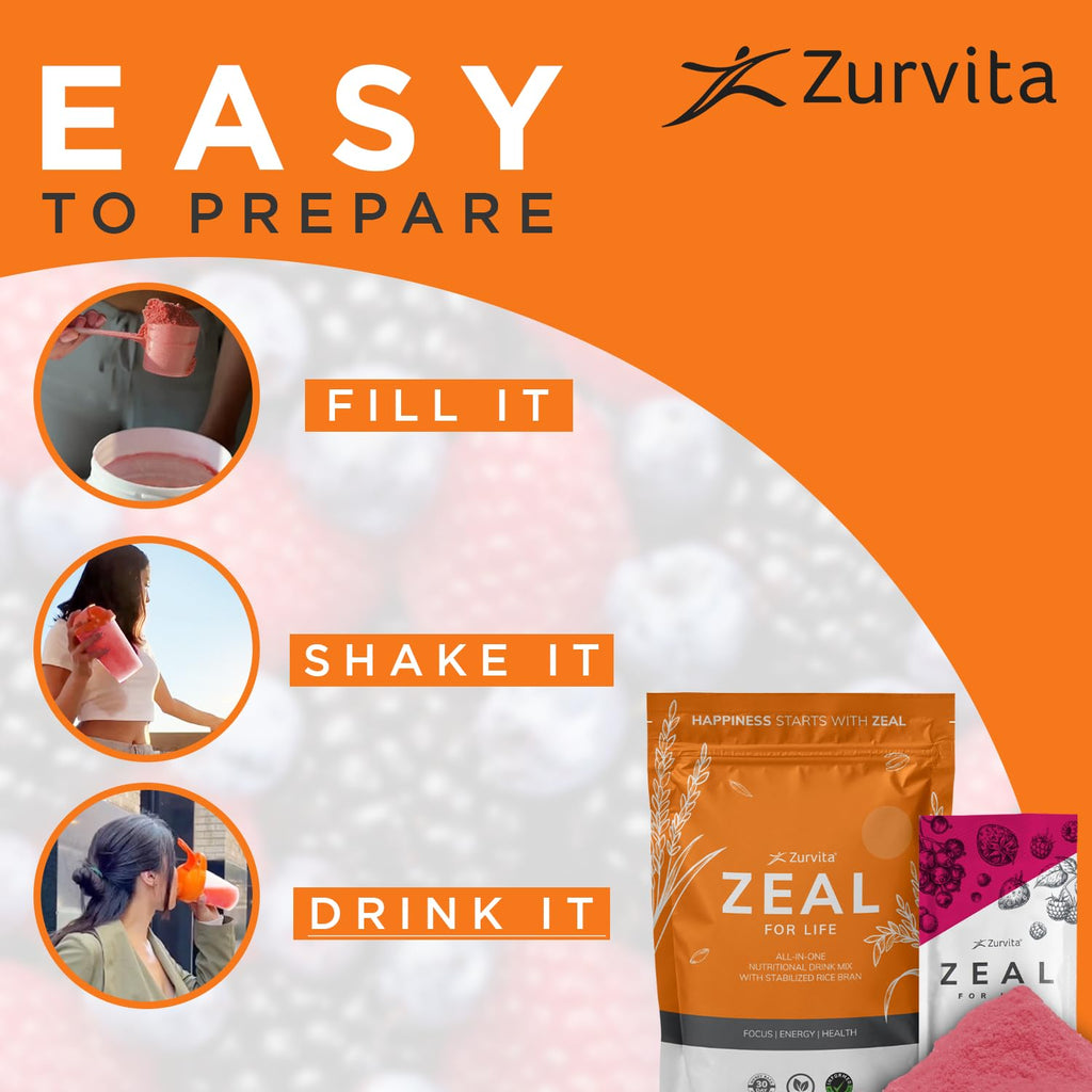 Zurvita - Zeal for Life Wellness Drink Mix - Wild Berry (Classic) Flavor - Gluten-Free, Vegan, with Vitamins and Minerals - 10 Single Packets - TrustMedUSA