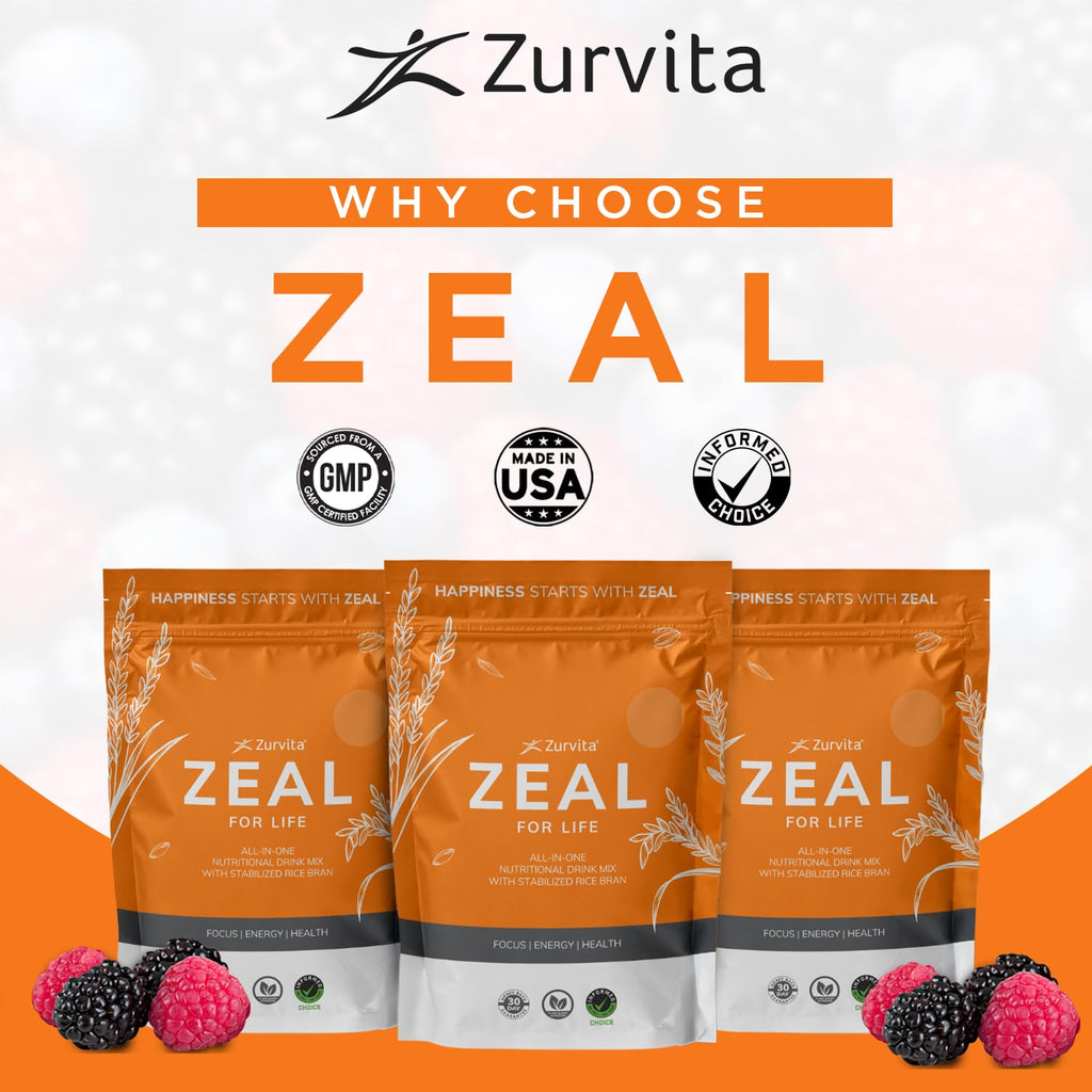Zurvita - Zeal for Life Wellness Drink Mix - Wild Berry (Classic) Flavor - Gluten-Free, Vegan, with Vitamins and Minerals - 10 Single Packets - TrustMedUSA