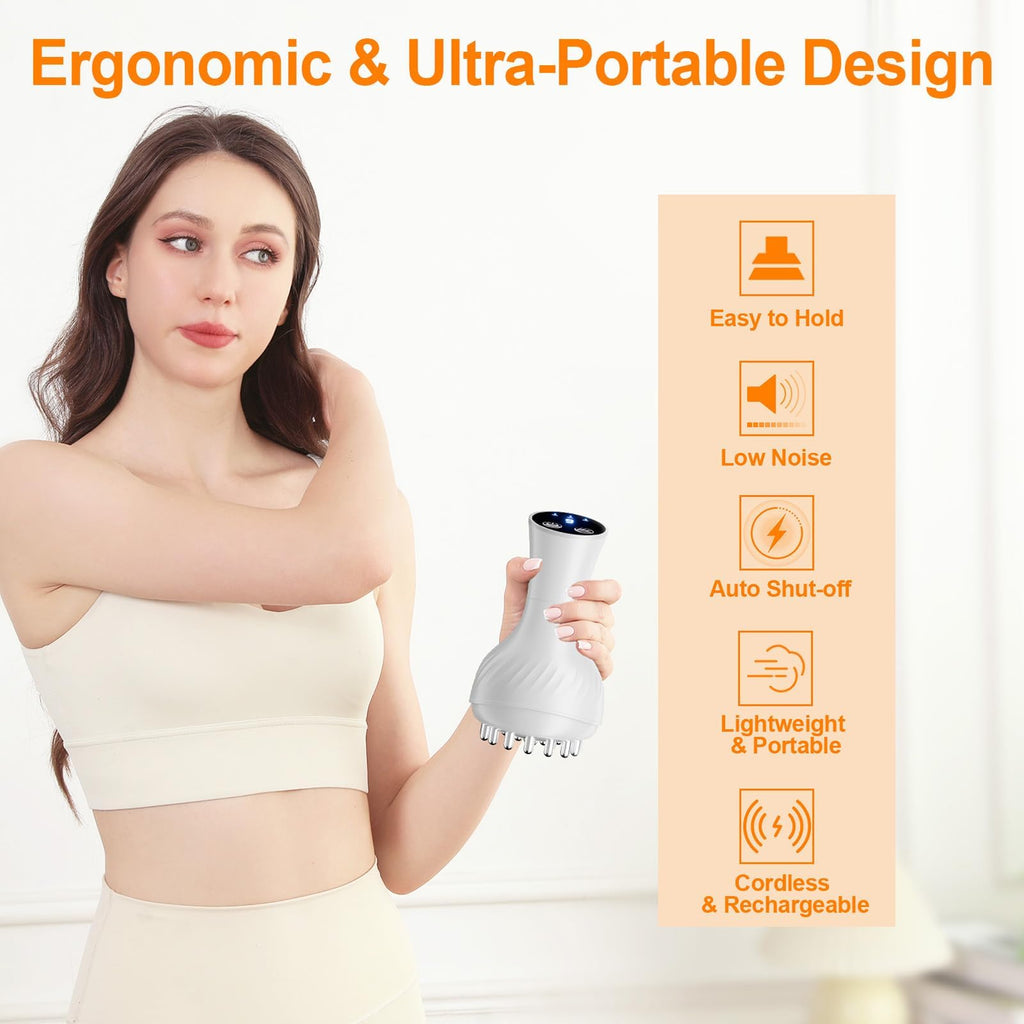 ZY ZERYEW 3-in-1 Handheld Lymphatic Drainage Massager with Red Light, Heat & Vibration - Cordless Anti Cellulite Massage Tool for Body Relaxation, 3 Modes & 9 Speeds for Belly, Legs, Thighs - Maple Wellness Supplements
