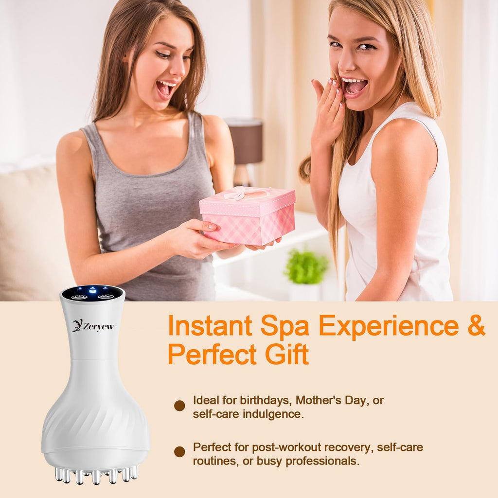 ZY ZERYEW 3-in-1 Handheld Lymphatic Drainage Massager with Red Light, Heat & Vibration - Cordless Anti Cellulite Massage Tool for Body Relaxation, 3 Modes & 9 Speeds for Belly, Legs, Thighs - Maple Wellness Supplements