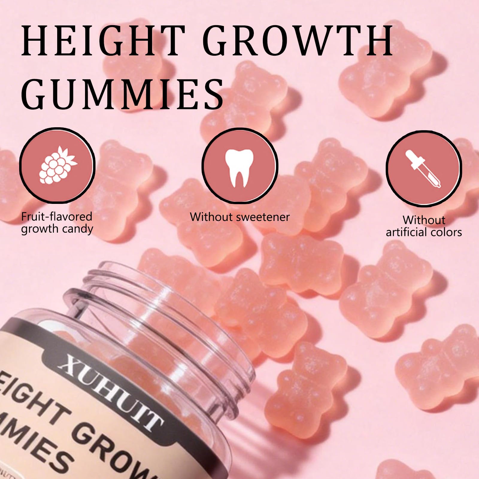 ZYGCDZ Growth Gummies for Kids & Teens - Natural Height Support with Vitamin D3, K2, Calcium & Ashwagandha - Bone Strength Supplement for Picky Eaters Ages 5+ (Watermelon Flavor) (1) - TrustMedUSA