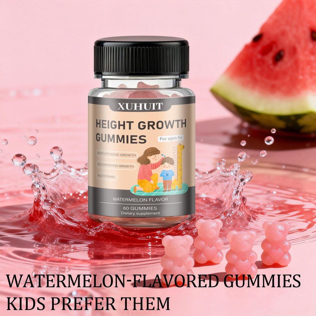 ZYGCDZ Growth Gummies for Kids & Teens - Natural Height Support with Vitamin D3, K2, Calcium & Ashwagandha - Bone Strength Supplement for Picky Eaters Ages 5+ (Watermelon Flavor) (1) - TrustMedUSA