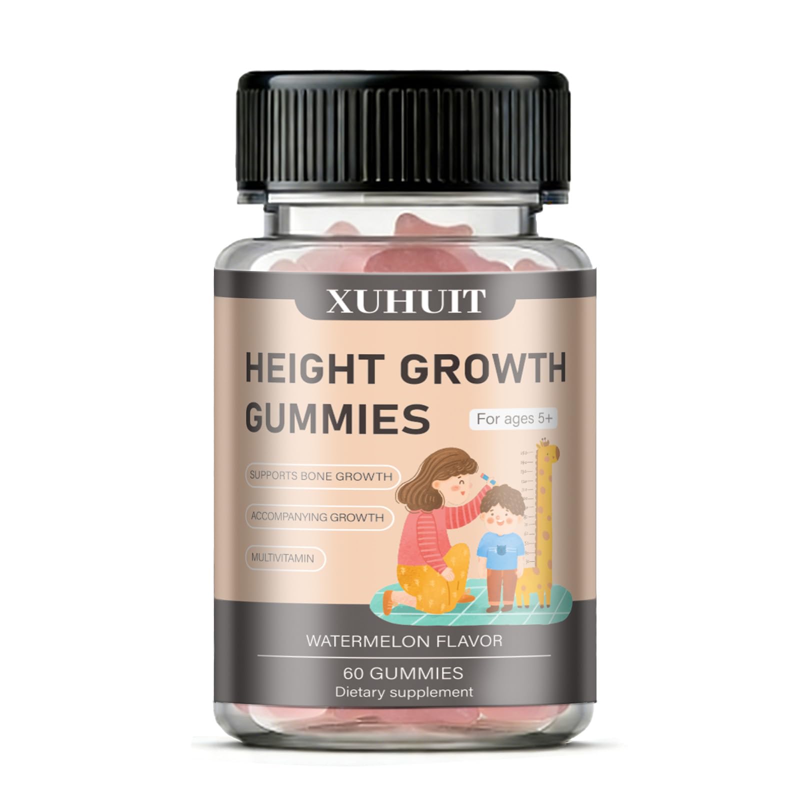 ZYGCDZ Growth Gummies for Kids & Teens - Natural Height Support with Vitamin D3, K2, Calcium & Ashwagandha - Bone Strength Supplement for Picky Eaters Ages 5+ (Watermelon Flavor) (1) - TrustMedUSA