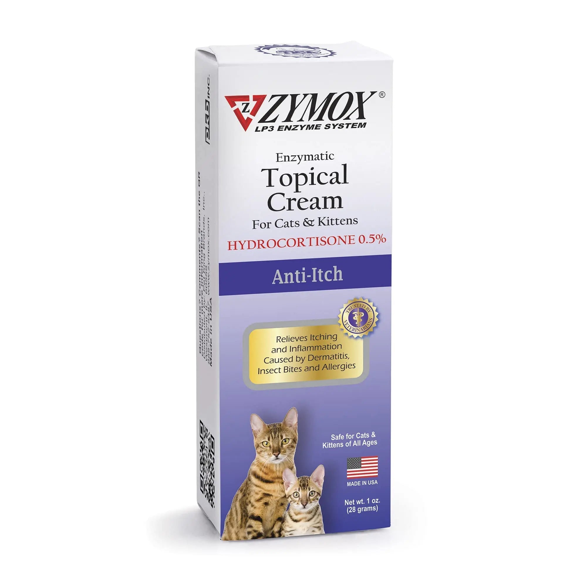 Zymox Cat & Kitten Topical Cream w/ .5% hydrocortisone - 1 oz. Tube - TrustMedUSA