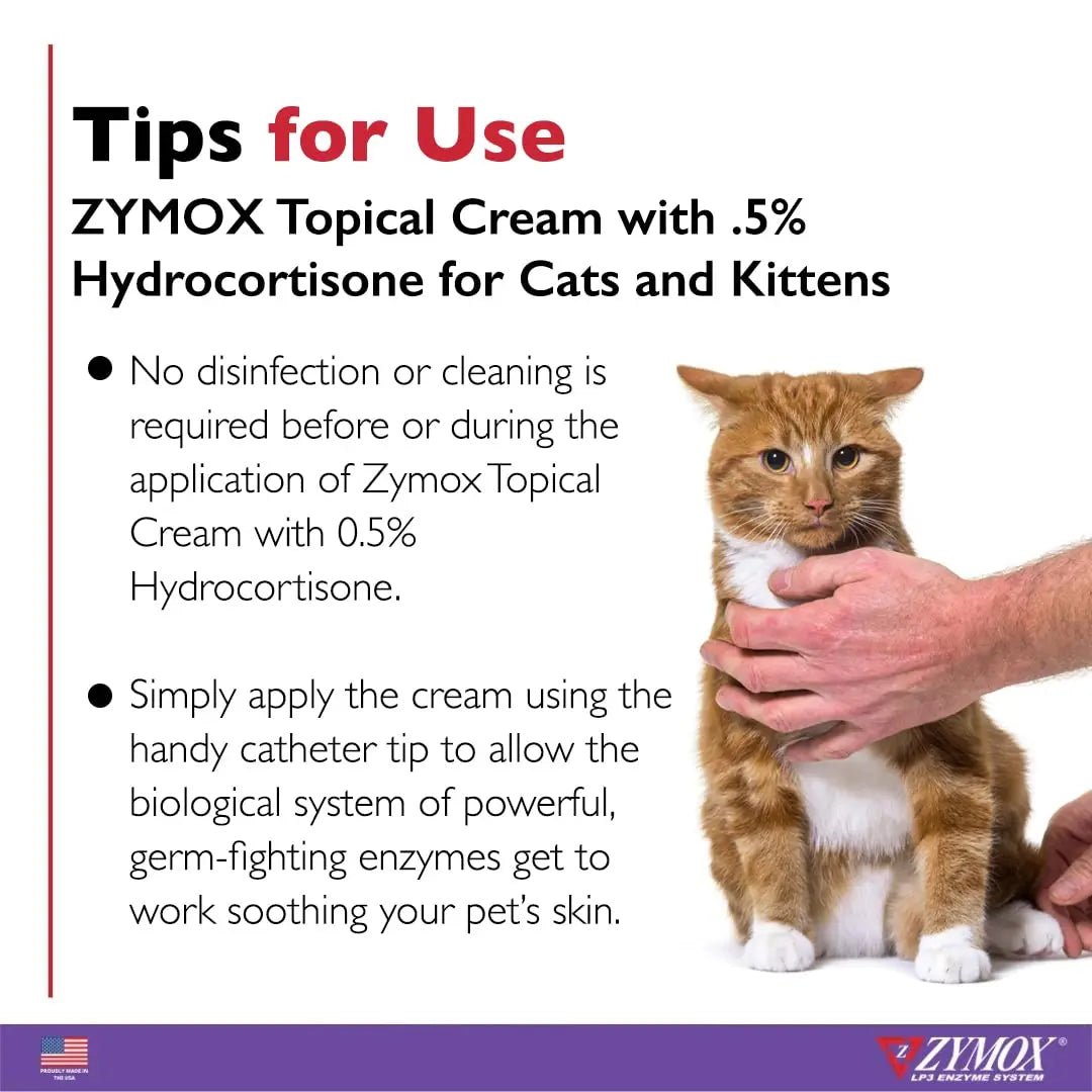 Zymox Cat & Kitten Topical Cream w/ .5% hydrocortisone - 1 oz. Tube - TrustMedUSA