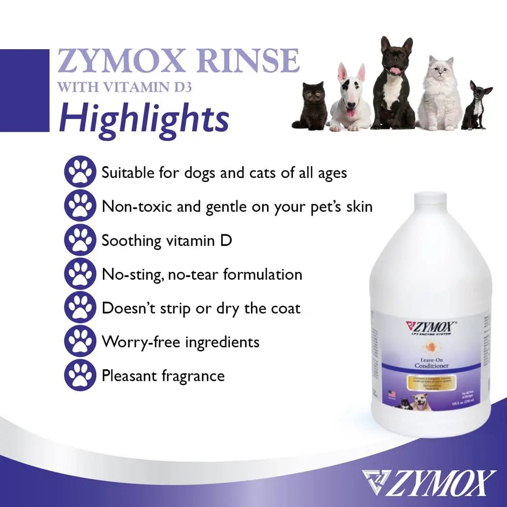 ZYMOX Leave-in Conditioner with Vitamin D3 for Cats & Dogs, 1gal - TrustMedUSA