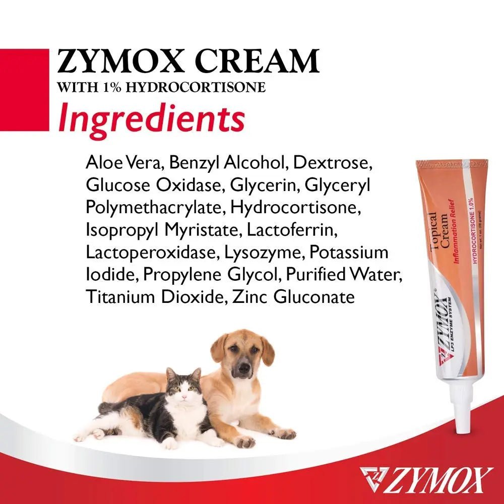 Zymox Veterinarian Strength Topical Cream with 1% Hydrocortisone for Dogs and Cats, 1oz - TrustMedUSA