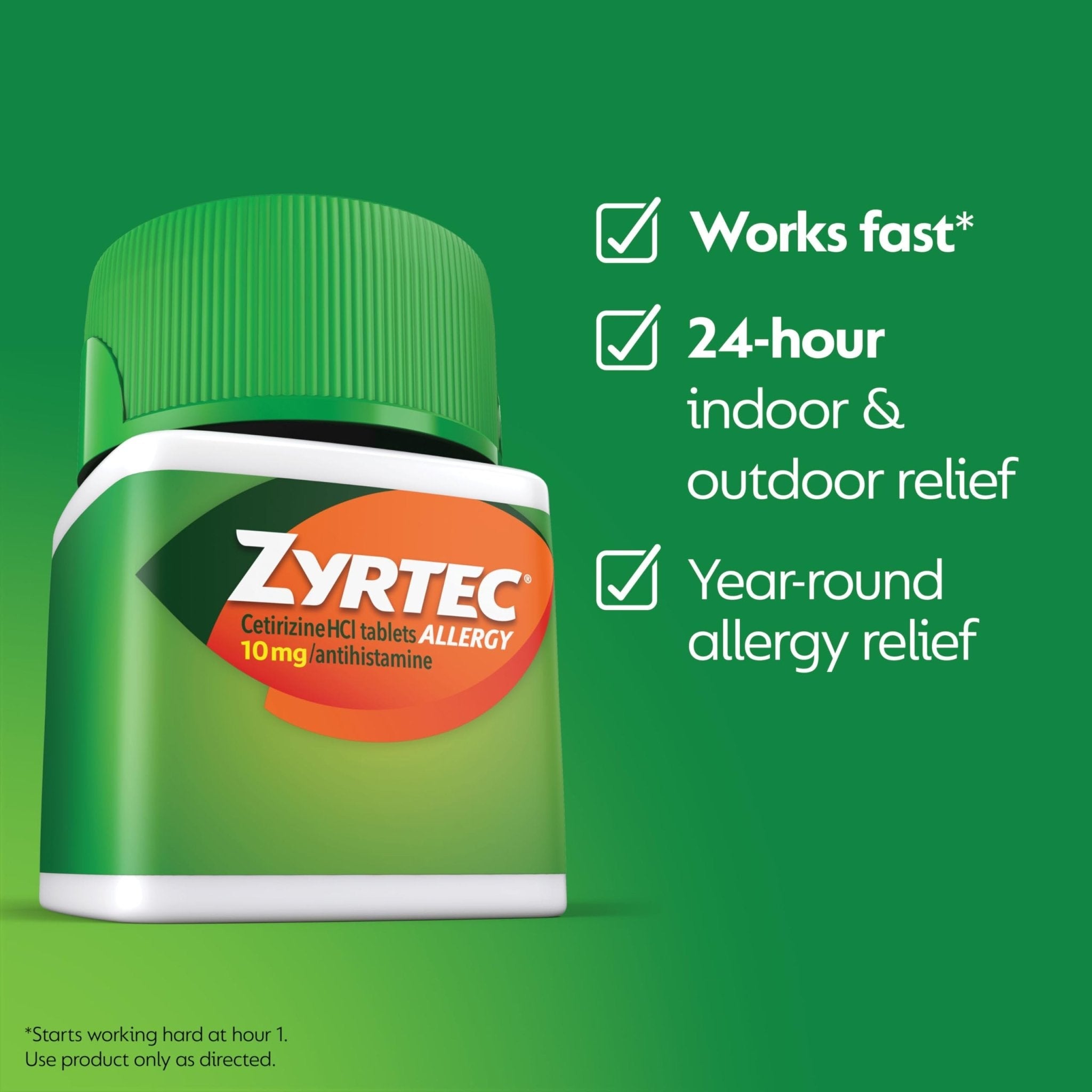 Zyrtec 24 Hour Allergy Relief Tablets, Fast-Acting Allergy Medicine for Indoor & Outdoor Allergies, Cetirizine 10 mg Tablet Antihistamine, 30 ct Bottle & 3 Single-Dose Travel Packs Bundle Pack - Maple Wellness Supplements