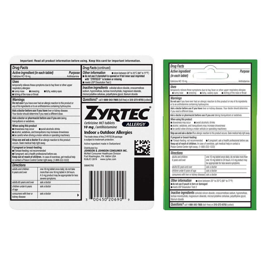 Zyrtec 24 Hour Allergy Relief Tablets, Indoor & Outdoor Allergy Medicine with 10 mg Cetirizine Hydrochloride Antihistamine, Value Bundle of one, 90 ct Bottle & Three, 1 ct Travel Packs - Maple Wellness Supplements