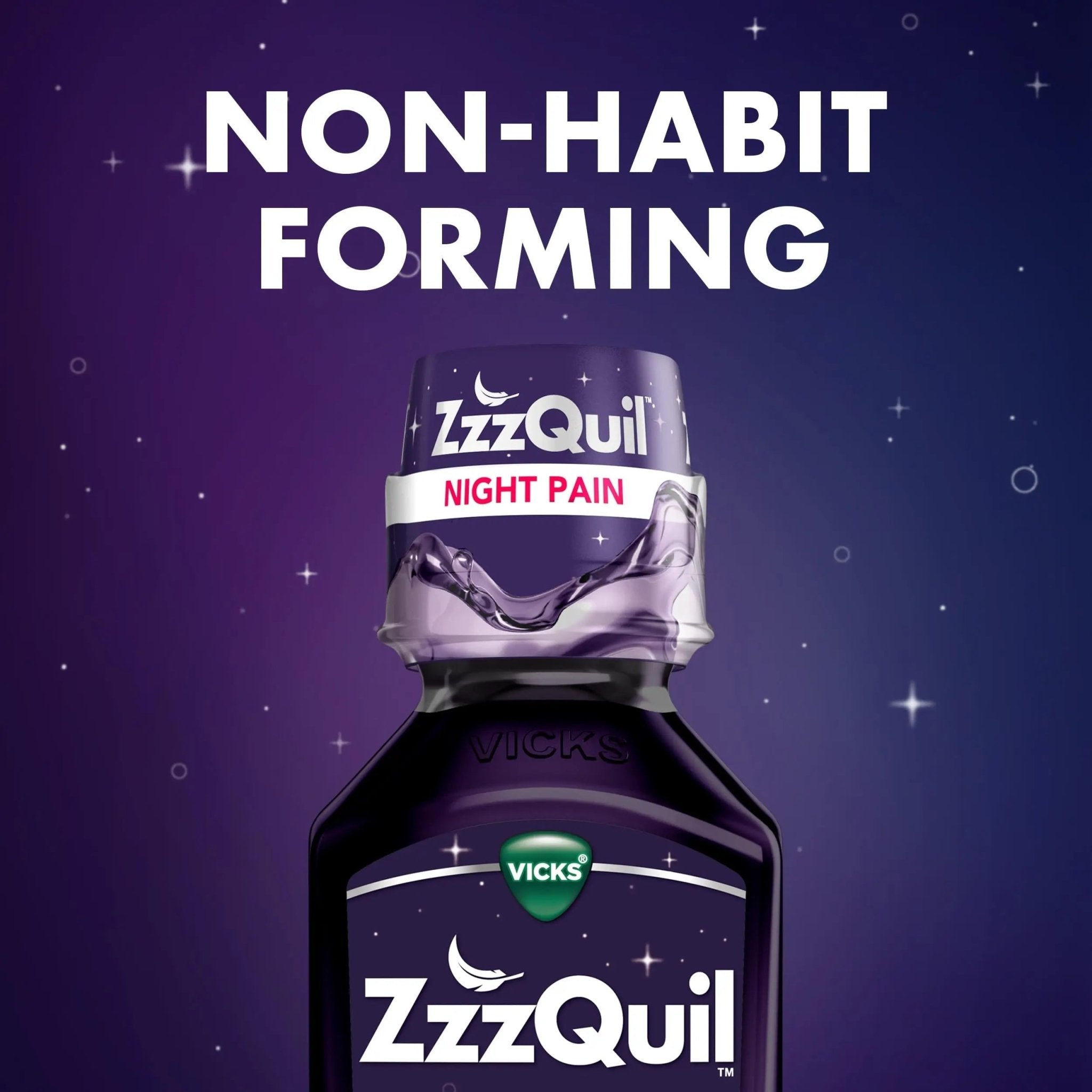 ZzzQuil Liquid, Max Strength Pain Reliever, Nighttime Sleep Aid Liquid, Acetaminophen 1000mg, Diphenhydramine 50mg HCI, Non-Habit Forming, Midnight Berry Flavored, 2 Pack, 24 FL OZ - TrustMedUSA
