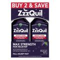 ZzzQuil Liquid, Max Strength Pain Reliever, Nighttime Sleep Aid Liquid, Acetaminophen 1000mg, Diphenhydramine 50mg HCI, Non-Habit Forming, Midnight Berry Flavored, 2 Pack, 24 FL OZ - TrustMedUSA