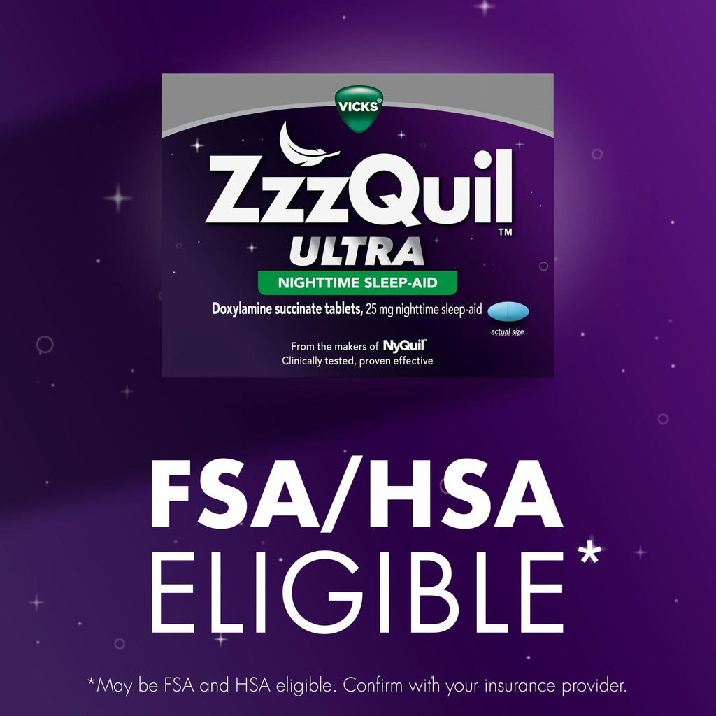 ZzzQuil ULTRA, Sleep Aid, Doxylamine Succinate 25mg, Sleep Aids for Adults, Nighttime Sleep Aid, 48 Tablets - Maple Wellness Supplements